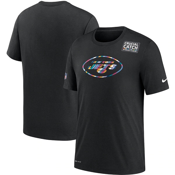 Men's New York Jets 2020 Black Sideline Crucial Catch Performance T-Shirt